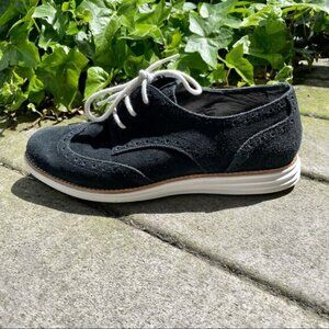 Cole Haan Black Suede Women's Flats with White Laces